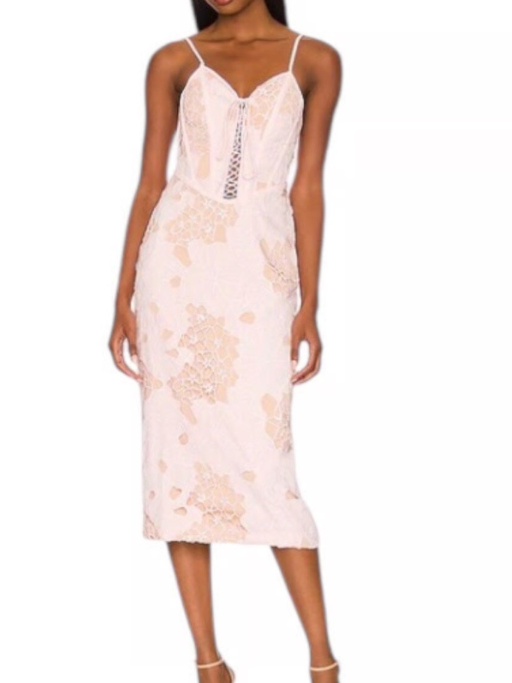 NWT Blush Pink Lace Cutout Maxi Dress